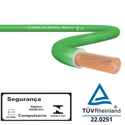 Cabo Flexivel 10mm Verde 750v Rolo Com 100 Metros - Sil