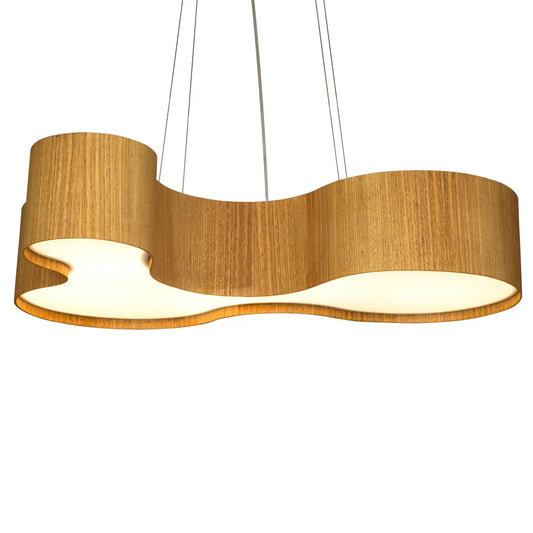 Lustre Pendente Orgânico Semi Cilindrico WI3 de Madeira Freijó